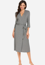 Load image into Gallery viewer, Zerisa Loose V Neck Self Belt Robe