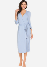 Load image into Gallery viewer, Zerisa Loose V Neck Self Belt Robe