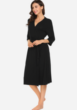 Load image into Gallery viewer, Zerisa Loose V Neck Self Belt Robe