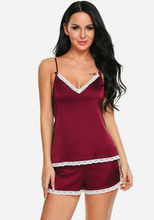 Load image into Gallery viewer, Zerah Satin V-Neck Pajamas