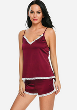 Load image into Gallery viewer, Zerah Satin V-Neck Pajamas