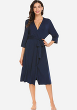 Load image into Gallery viewer, Zerisa Loose V Neck Self Belt Robe