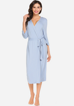 Load image into Gallery viewer, Zerisa Loose V Neck Self Belt Robe
