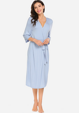 Load image into Gallery viewer, Zerisa Loose V Neck Self Belt Robe