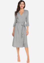 Load image into Gallery viewer, Zerisa Loose V Neck Self Belt Robe