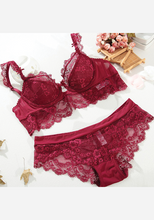 Load image into Gallery viewer, Lace Temptation Push Up Bra Set