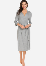 Load image into Gallery viewer, Zerisa Loose V Neck Self Belt Robe