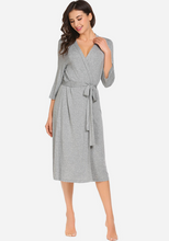 Load image into Gallery viewer, Zerisa Loose V Neck Self Belt Robe