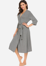 Load image into Gallery viewer, Zerisa Loose V Neck Self Belt Robe