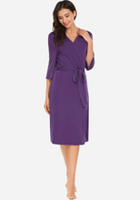 Load image into Gallery viewer, Zerisa Loose V Neck Self Belt Robe