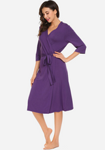Load image into Gallery viewer, Zerisa Loose V Neck Self Belt Robe