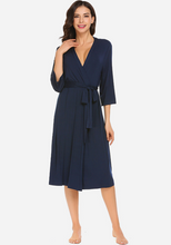 Load image into Gallery viewer, Zerisa Loose V Neck Self Belt Robe