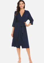 Load image into Gallery viewer, Zerisa Loose V Neck Self Belt Robe
