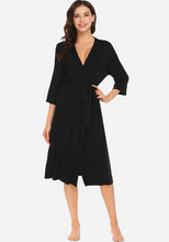 Load image into Gallery viewer, Zerisa Loose V Neck Self Belt Robe