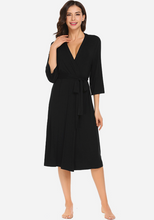 Load image into Gallery viewer, Zerisa Loose V Neck Self Belt Robe