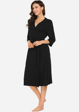 Load image into Gallery viewer, Zerisa Loose V Neck Self Belt Robe